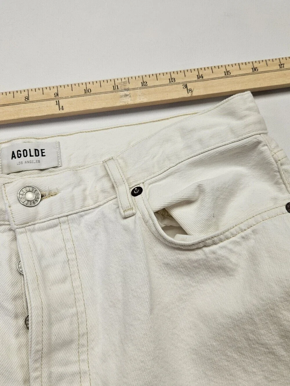 Agolde Jeans Women’s Size 30 Button  Fly Straight High Rise White Denim Jeans